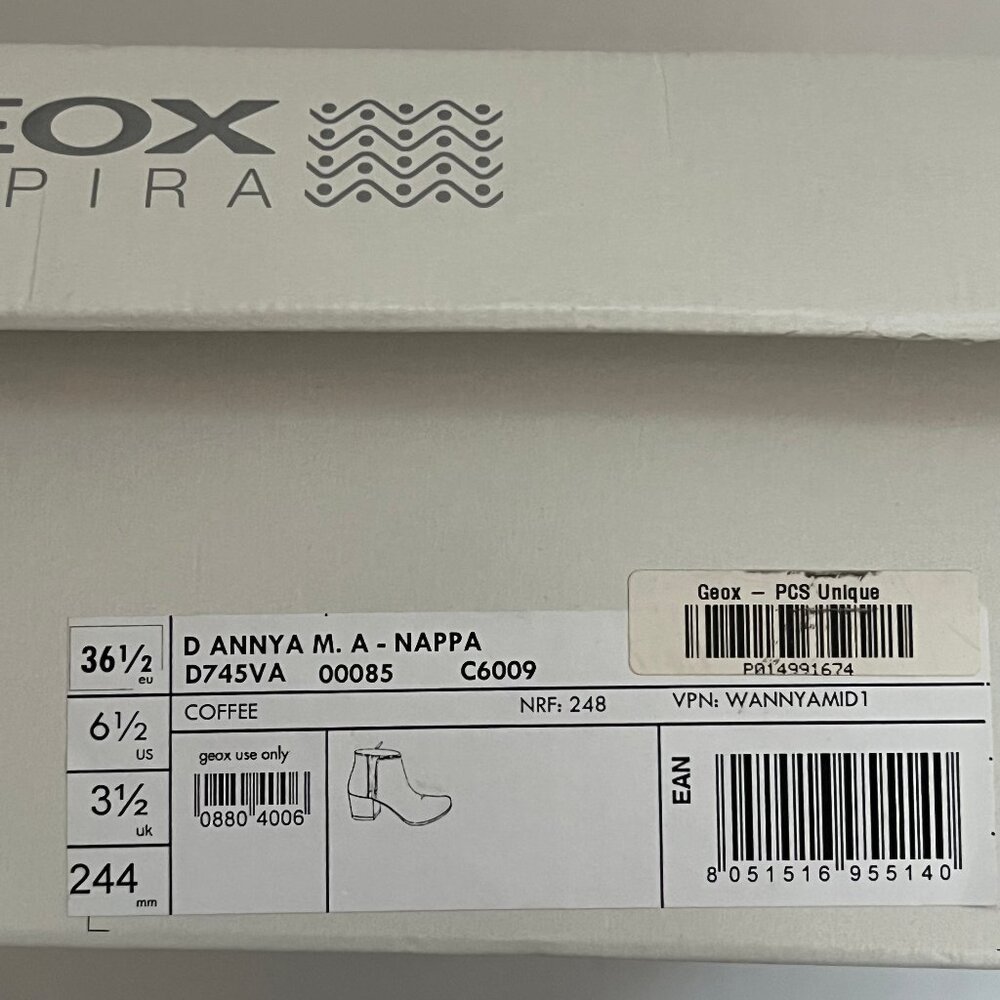 NWOT Geox Respira Leather Ankle Boots — D Annya M. A - Nappa D745VA - Picture 9 of 10